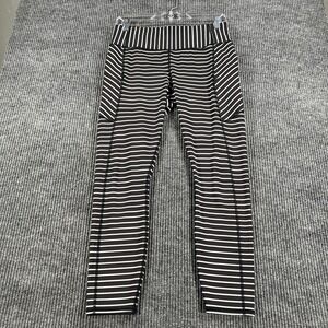 Athleta Leggings Womens Medium Black White Striped Workout Casual Yoga Gym